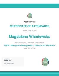 Certificate of Attendance for POGP Menopause Management Advance Your Practice